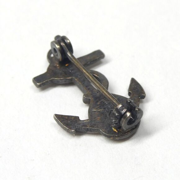 Ship Anchor & Rope Vintage Lapel Pin Collar Insignia 1/2" - Picture 4 of 6